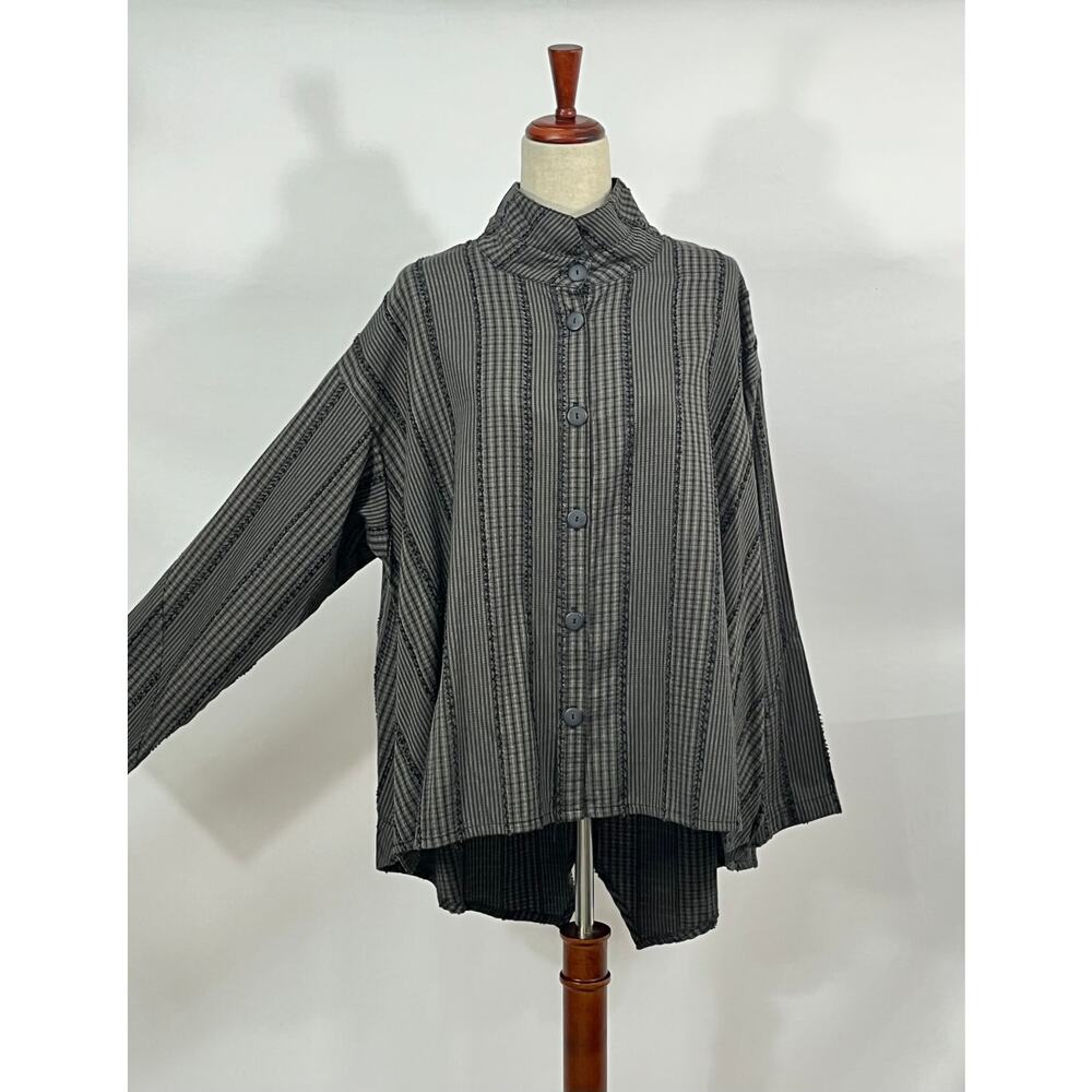 DRESS TO KILL Jane Mohr OS S M L Gray Check Plaid Shirt Top